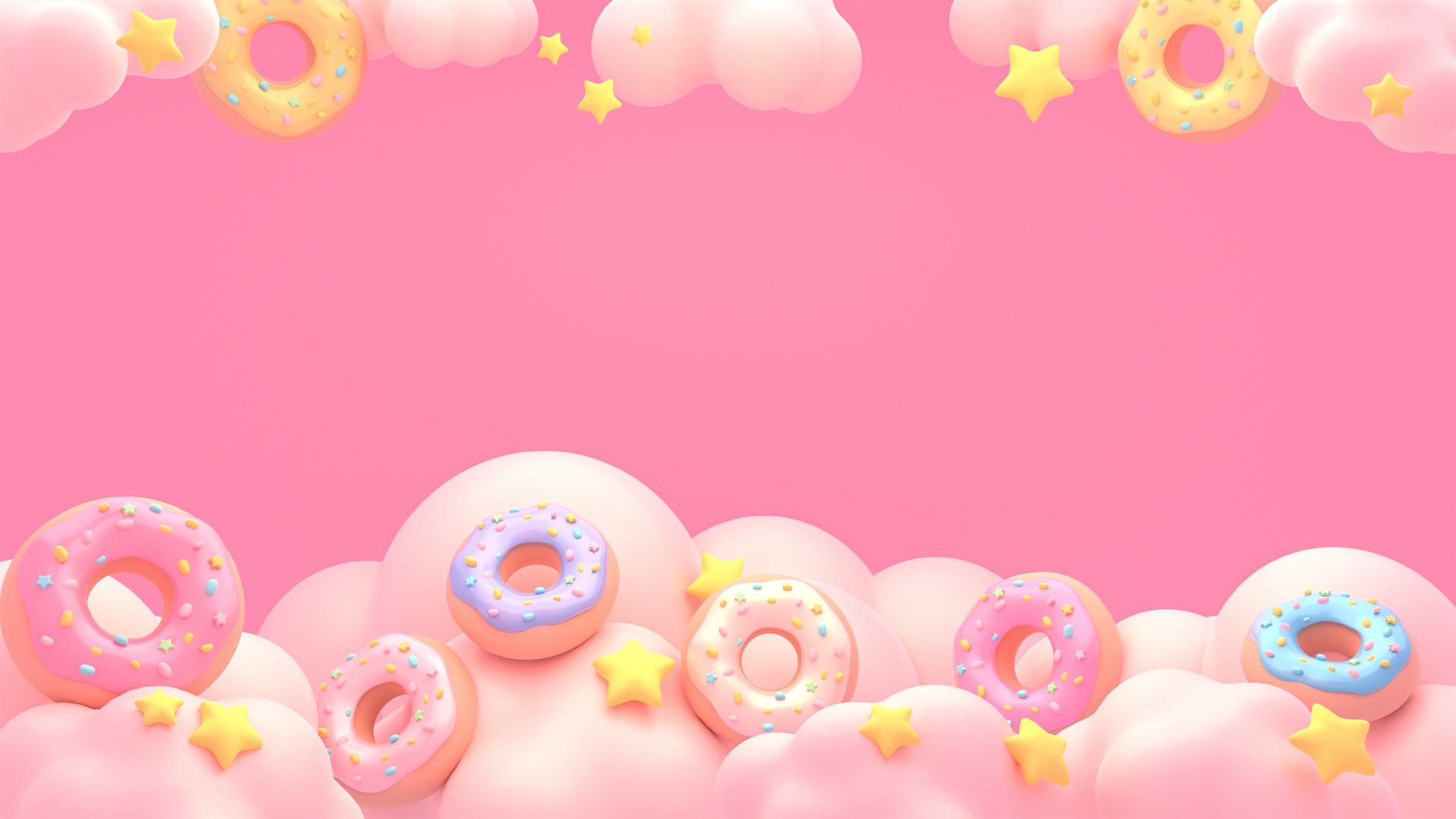 sweet donuts frame on pink background