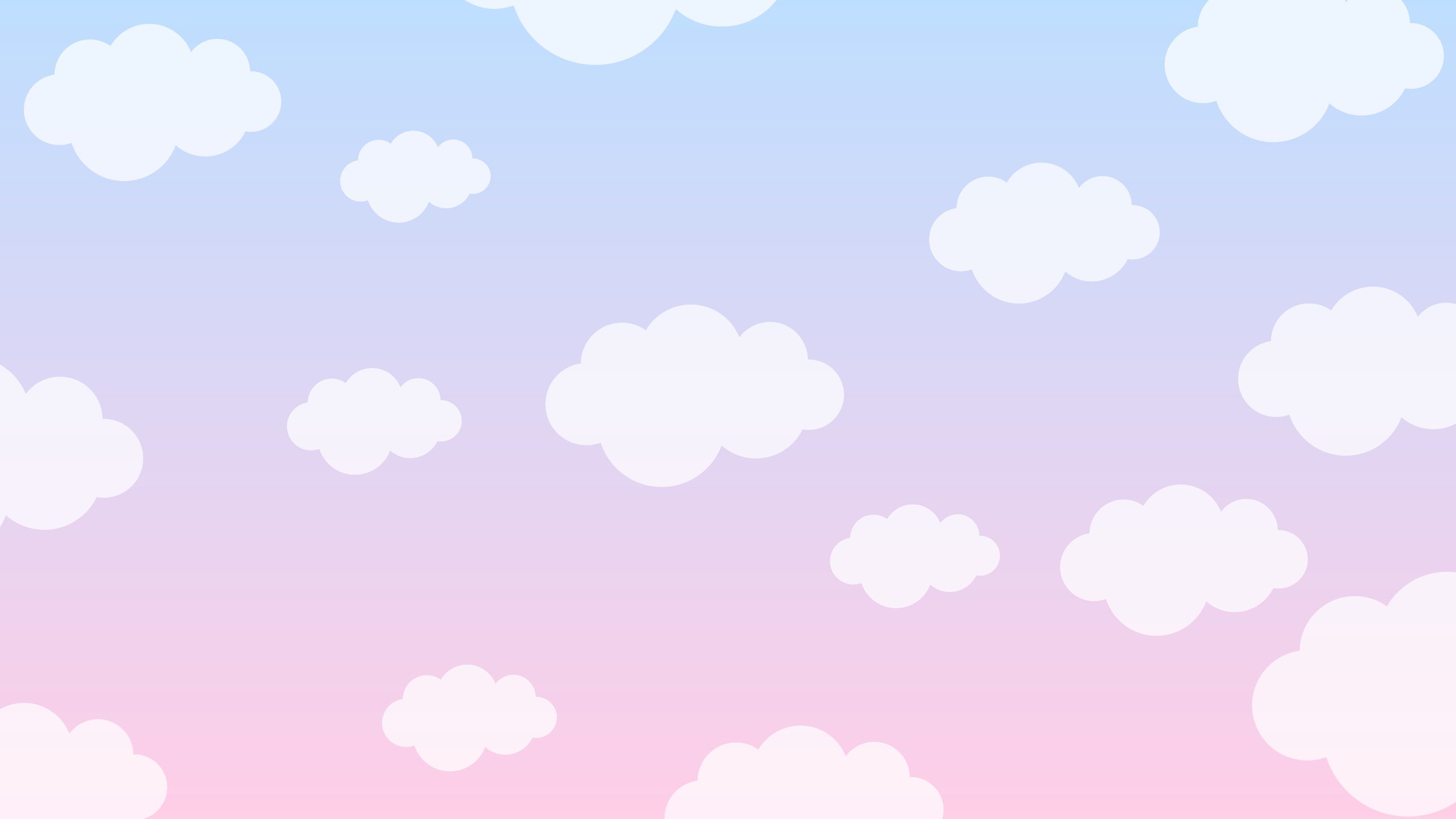 White Clouds on Soft Kawaii Pastel Background